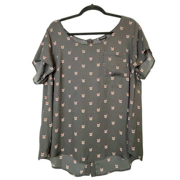 Torrid Abbey Fox Georgette Button Back Womens Blouse Size 1 Short Sleeve Top - Picture 3 of 13